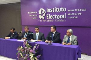 Rueda de prensa sobre coordinación interinstitucional para atender delitos electorales