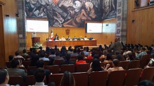 En la presentación del libro "Jóvenes y Violencia en Jalisco. Un enfoque multidisciplinario. Tomo I", en Paraninfo Enrique Díaz de León